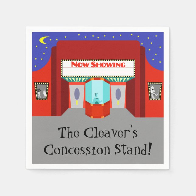 Guardanapo De Papel Folhetos de Cinema Retroativo Personalizáveis (Frente)