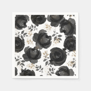 Guardanapo De Papel Folia de Glam Floral Ouro Preto Casamento