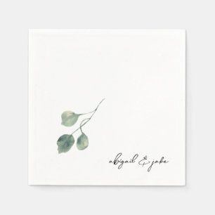 Guardanapo De Papel Foliage Modern Script Names Casamento Napkins