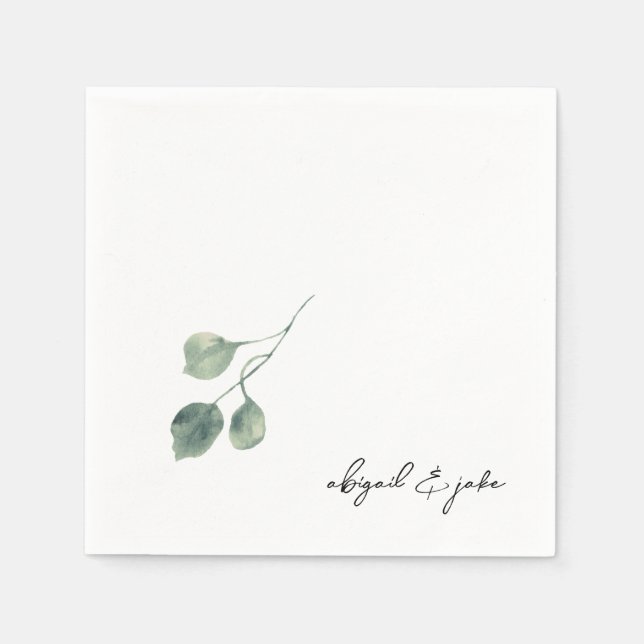 Guardanapo De Papel Foliage Modern Script Names Casamento Napkins (Frente)