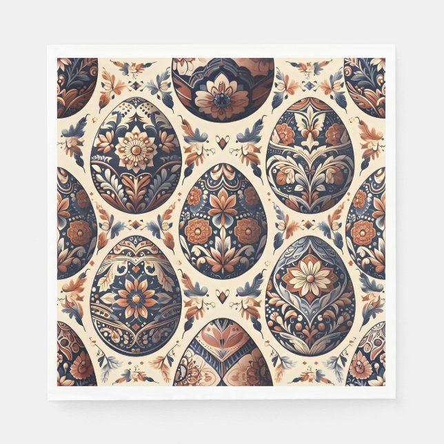 Guardanapo De Papel Folk Art Easter Egg Napkins (Frente)