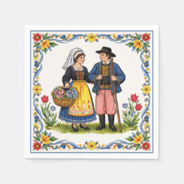 Guardanapo De Papel Folk Art Paper Napkins Luncheon Quimper 