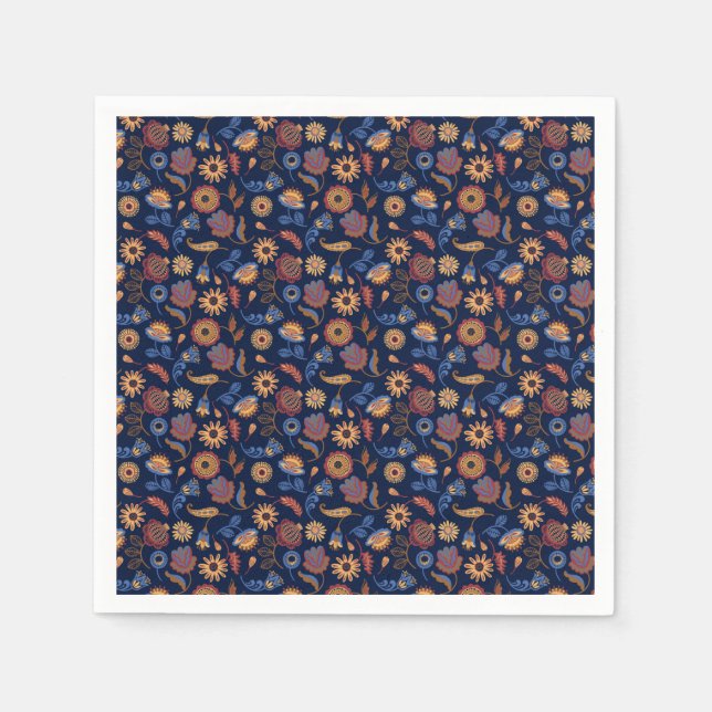 Guardanapo De Papel Folk Rustic Floral (Frente)