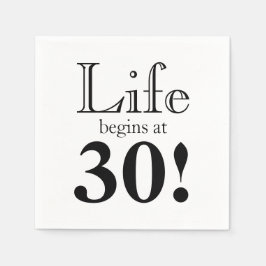 Guardanapo De Papel Fonte gráfica retrô preta Life begins at 30