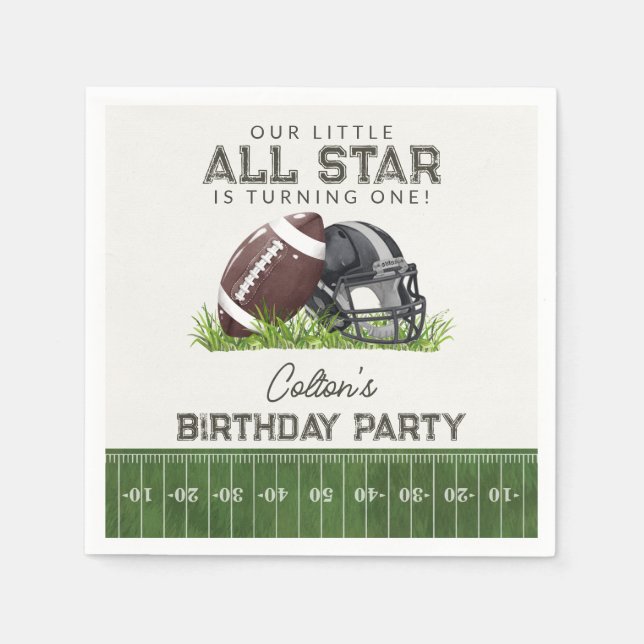 Guardanapo De Papel Football Little All Star Touchdown Birthday Party (Frente)