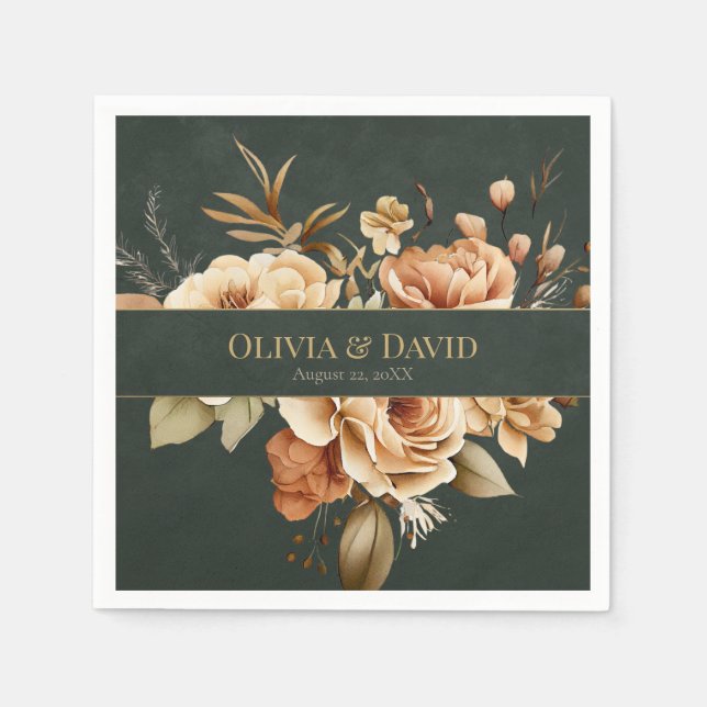 Guardanapo De Papel Forest Witch Green Floral Wedding Napkins (Frente)