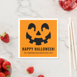 Guardanapo De Papel Forma de rosto de abóbora preta Feliz Halloween em