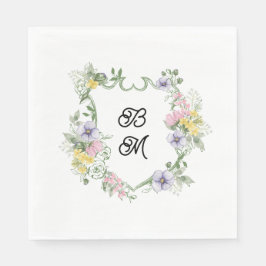 Guardanapo De Papel Formal Floral Monogram Crest Wedding