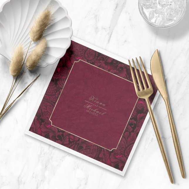 Guardanapo De Papel Formal Paisley Wedding Burgundy ID767 Napkins (Criador carregado)