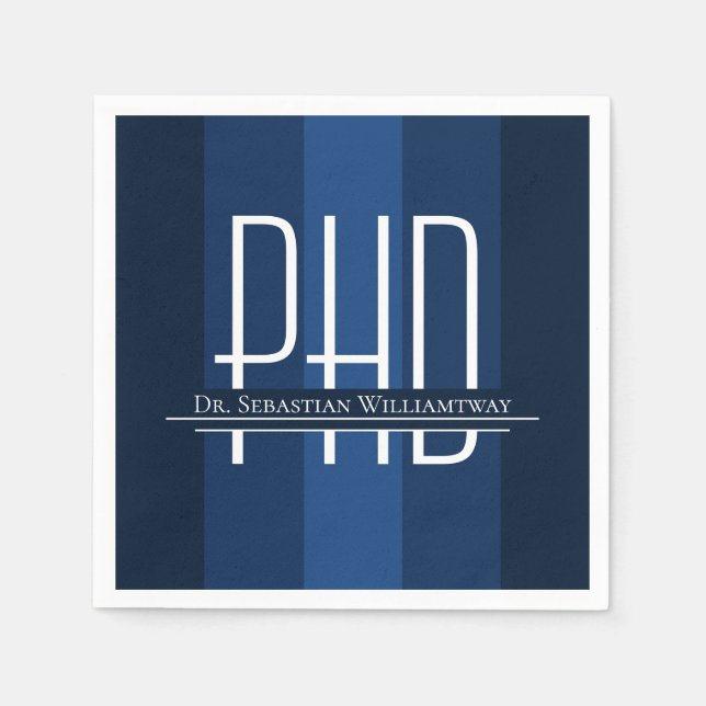 Guardanapo De Papel Formando Azul PhD Festa de formatura Napkins (Frente)