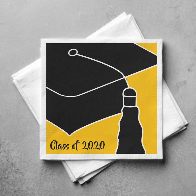 Guardanapo De Papel Formando Classe de Boné Ano Preto e Dourado (Criador carregado)