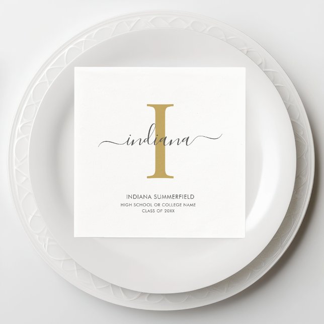 Guardanapo De Papel Formando de Nome Inicial de Script 2022 para Gradu (Monogram Script Graduation Paper Napkin)