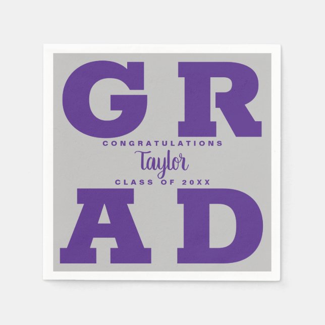 Guardanapo De Papel Formando Negrito | Roxo para a graduação de Cinzas (Frente)
