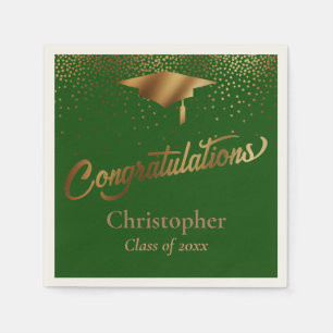 Guardanapo De Papel Formando parabéns, Classe Verde Dourado Escuro