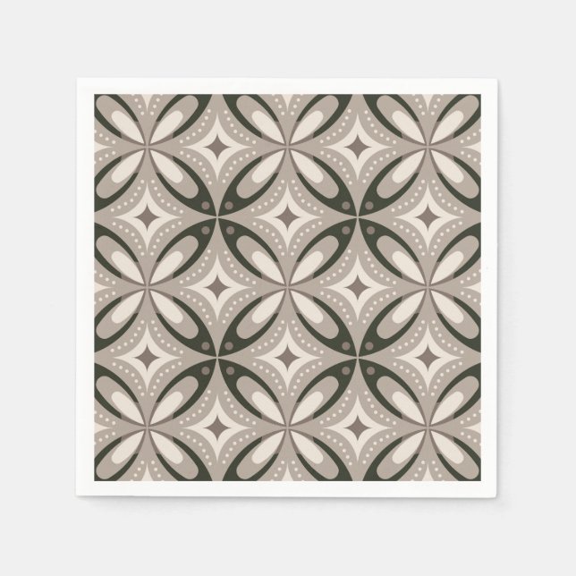 Guardanapo De Papel Formas circulares retrô bege e marrom (Frente)
