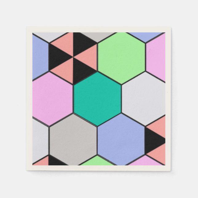 GUARDANAPO DE PAPEL FORMAS COLORIDAS DE HEXAGON (Frente)