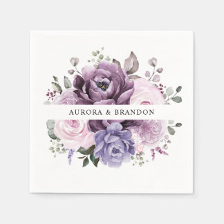 Guardanapo De Papel Formas de Casamento Floral Moody Blooms Roxo Dusty
