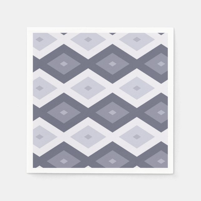 Guardanapo De Papel Formas de diamante de cinza azul (Frente)