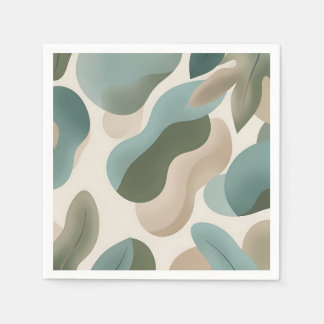 Guardanapo De Papel Formas Fluidas Orgânicas Verde Sage Abstratas Mode