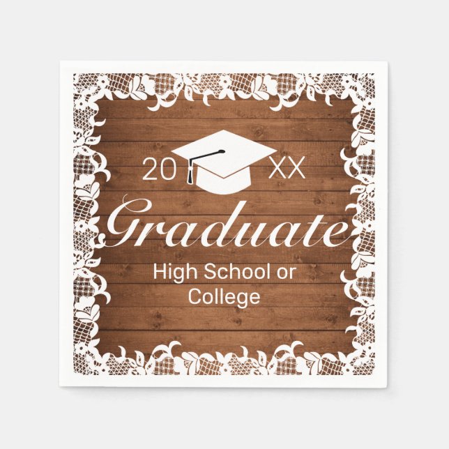 Guardanapo De Papel Formatação Rustic Wood & White Lace (Frente)