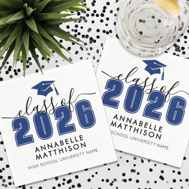 Guardanapo De Papel Formatura Azul (Graduate Modern Blue Graduation Napkins)