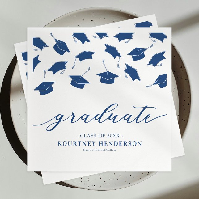Guardanapo De Papel Formatura Azul Branco Moderna (Criador carregado)