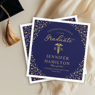 Guardanapo De Papel Formatura de Enfermeira Médica Elegante Dourado Az