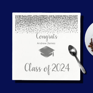 Guardanapo De Papel formatura de prata confetti 2024 - Parabéns