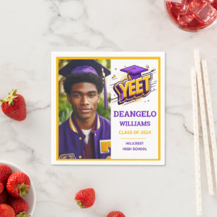 Guardanapo De Papel Formatura Divertida Sênior Yeet Roxo Dourado