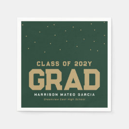 Guardanapo De Papel Formatura esportiva verde dourado personalizada
