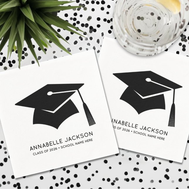 Guardanapo De Papel Formatura Minimalista Personalizada (Personalized Minimalist Graduation Napkins)
