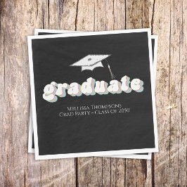 Guardanapo De Papel Formatura Negro Graduado Tipografia Retro Simples