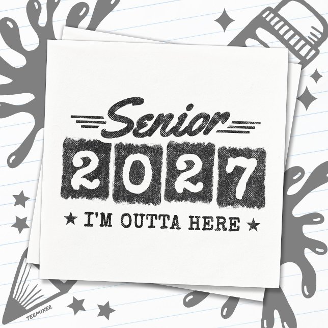 Guardanapo De Papel Formatura Outta Here Retro Turma de 2027 (Criador carregado)
