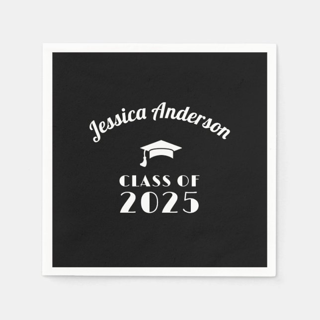 Guardanapo De Papel Formatura Personalizada Preto e Branco  (Frente)