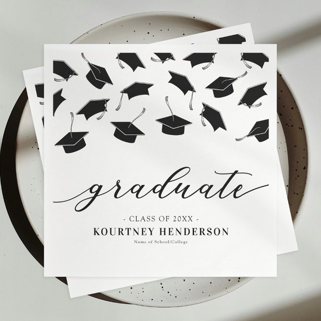 Guardanapo De Papel Formatura Preto Branco Moderno (Criador carregado)