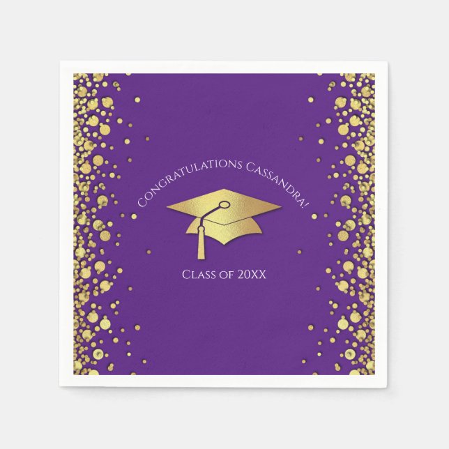 Guardanapo De Papel Formatura Roxo e Dourado (Frente)