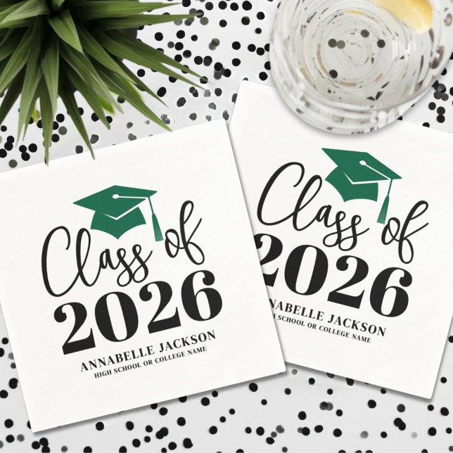 Guardanapo De Papel Formatura Verde Personalizada (Personalized Green Graduation Napkins)