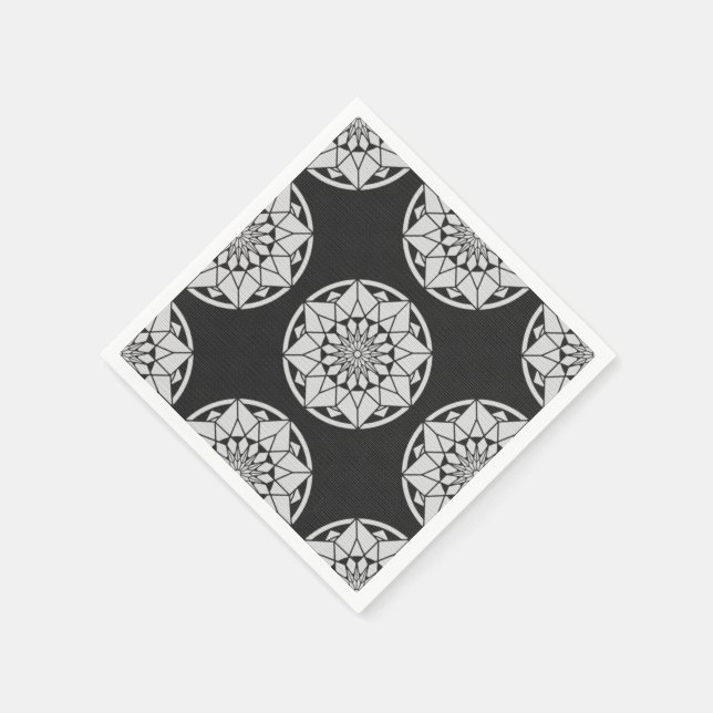 Guardanapo De Papel Formigueiro de Star Mandala preto e branco (Canto)