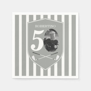 Guardanapo De Papel Foto Antiga de Golfista Cinza Branco Aniversário d