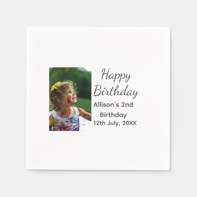 Guardanapo De Papel Foto: Apelido clássico moderno data feliz aniversá (Frente)