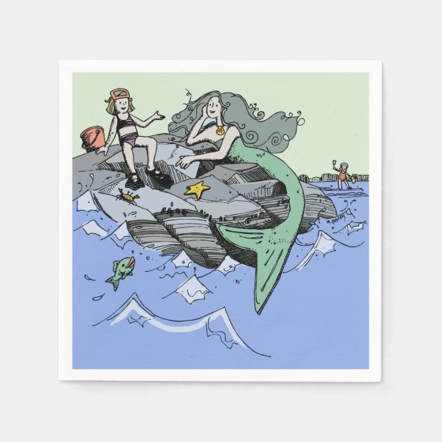 Guardanapo De Papel Foto bonitinha da Sereia de Arte Infantil (Frente)