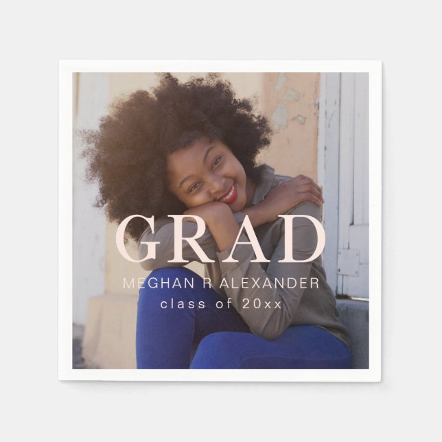 Guardanapo De Papel Foto Clássica de Graduado e Nome (Frente)