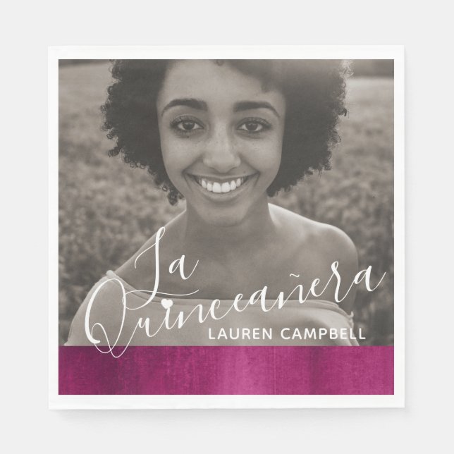 Guardanapo De Papel Foto da arte moderna rosa vermelha La Quinceañera (Frente)