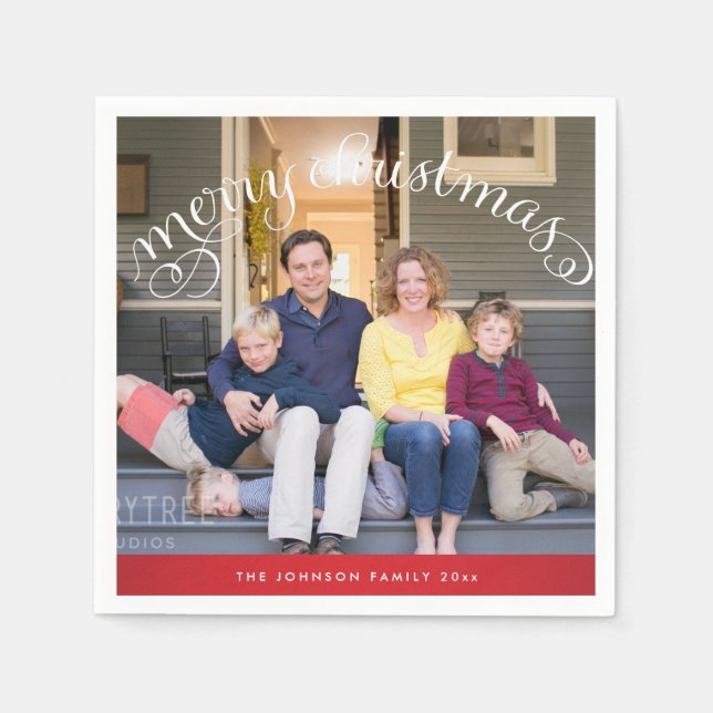 Guardanapo De Papel Foto da família Red Felry Natal (Frente)