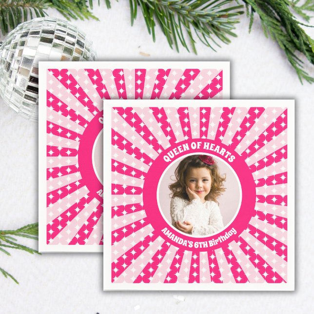 Guardanapo De Papel Foto Da Festa de aniversário Retrorna Rainha Rosa  (Criador carregado)