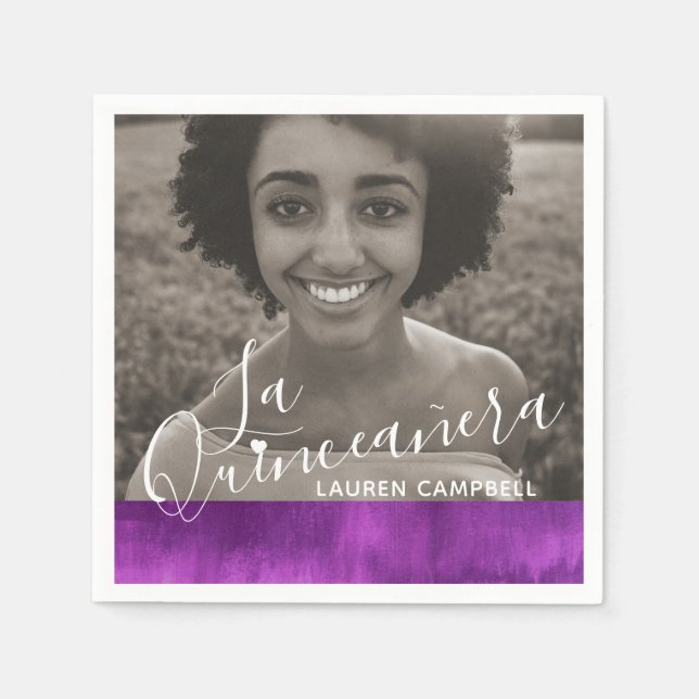 Guardanapo De Papel Foto da moderna arte rosa La Quinceañera (Frente)
