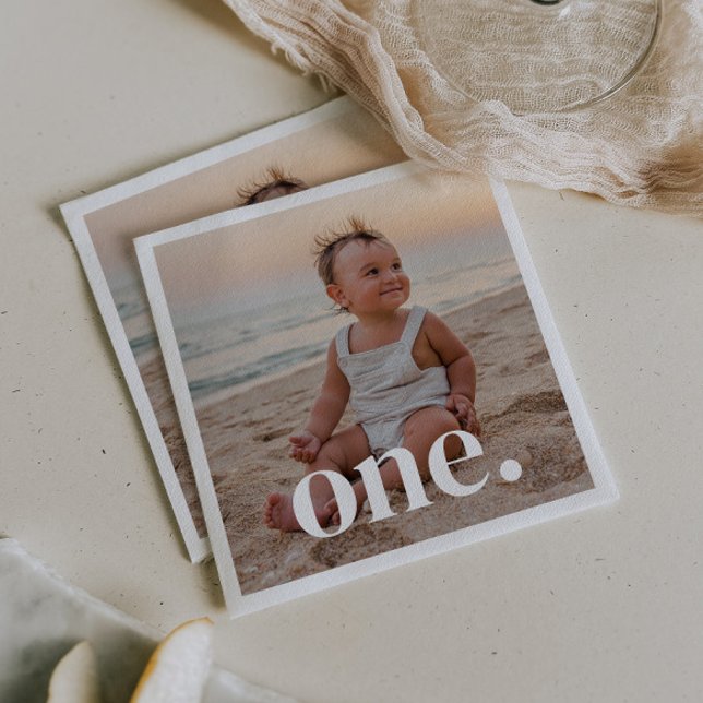Guardanapo De Papel Foto de 1º Aniversário - um (Zazzle 1st Birthday Photo - one Napkins)