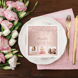 Guardanapo De Papel Foto de 16 anos doce, rosa, cor-de-rosa, brilhante