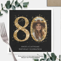 Foto de Aniversário de 80 anos com Brilho Dourado