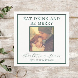 Guardanapo De Papel Foto de Casamento de Fronteira Verde Elegante